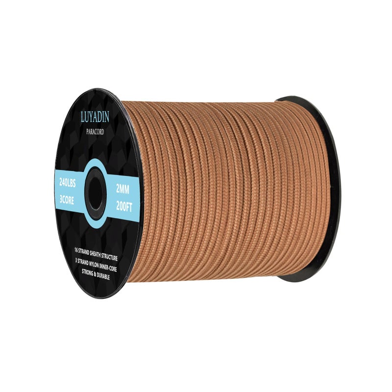 LUYADIN Paracord 240lb - Diameter 2mm Micro Utility Cord -3 Strand Parachute Spool Cord - 100ft 200ft,Paracord for Camping,Hiking,Fishing,Outdoor and DIY - Image 1